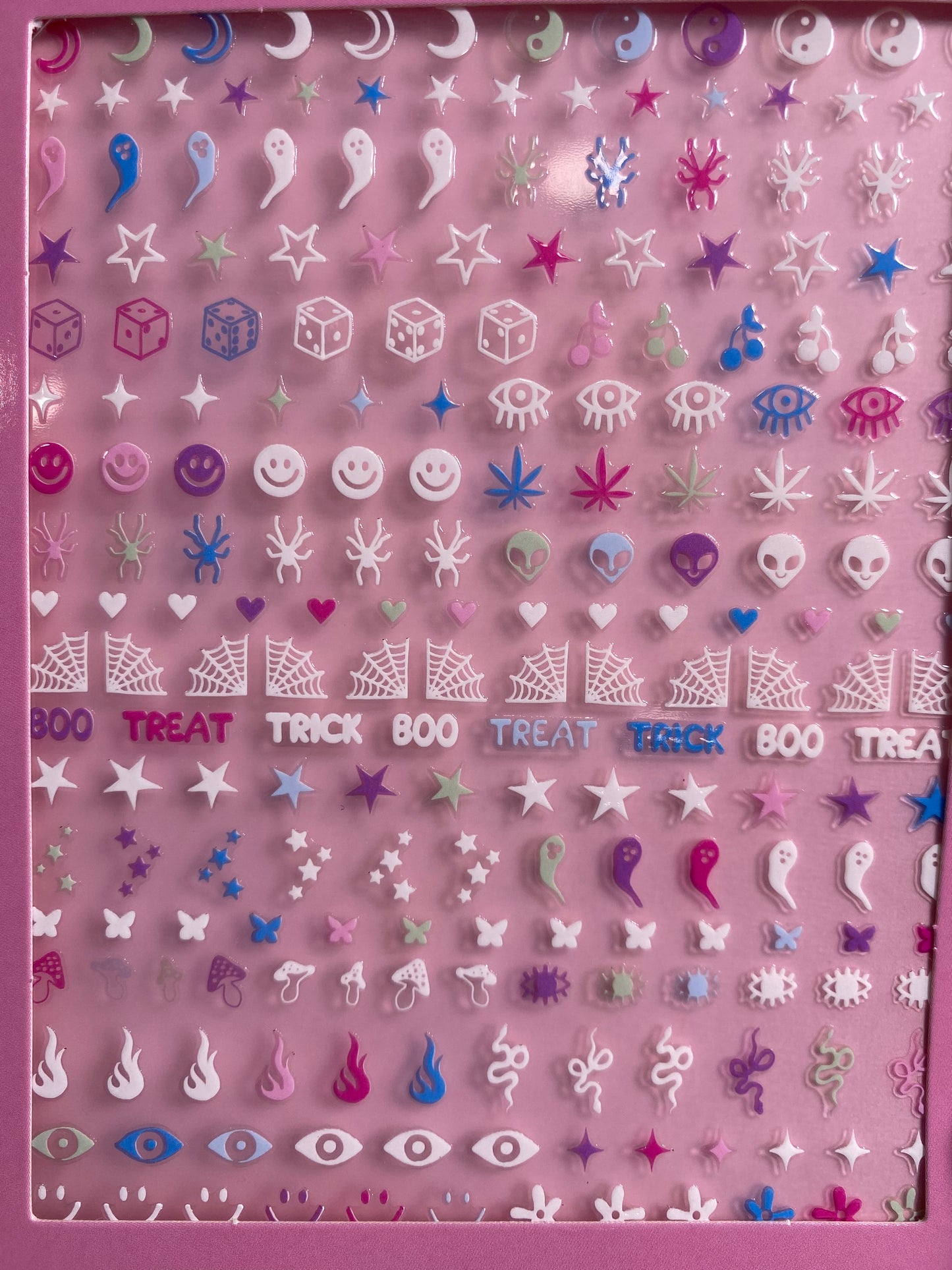 glow in the dark nail art stickers - ghosts, spider webs smiley faces