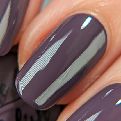 heather purple nail polish macro