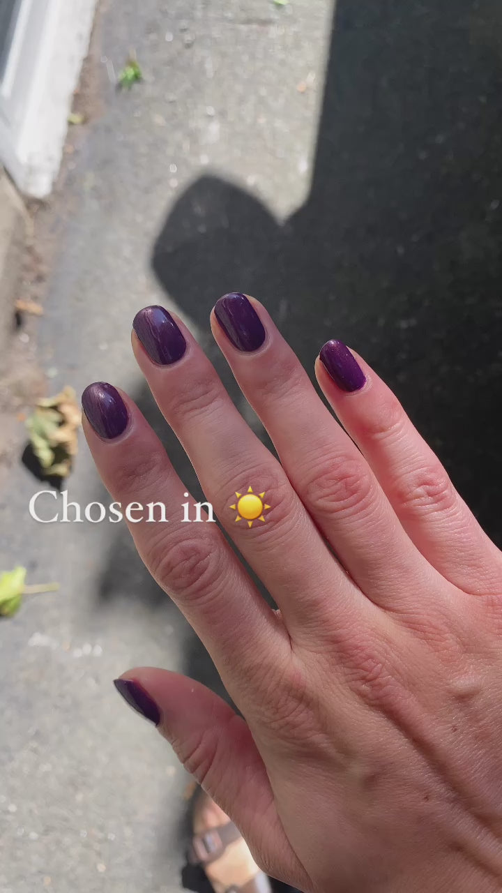 Chosen | purple with gold shimmer nail polish | vegan, 10-free, +