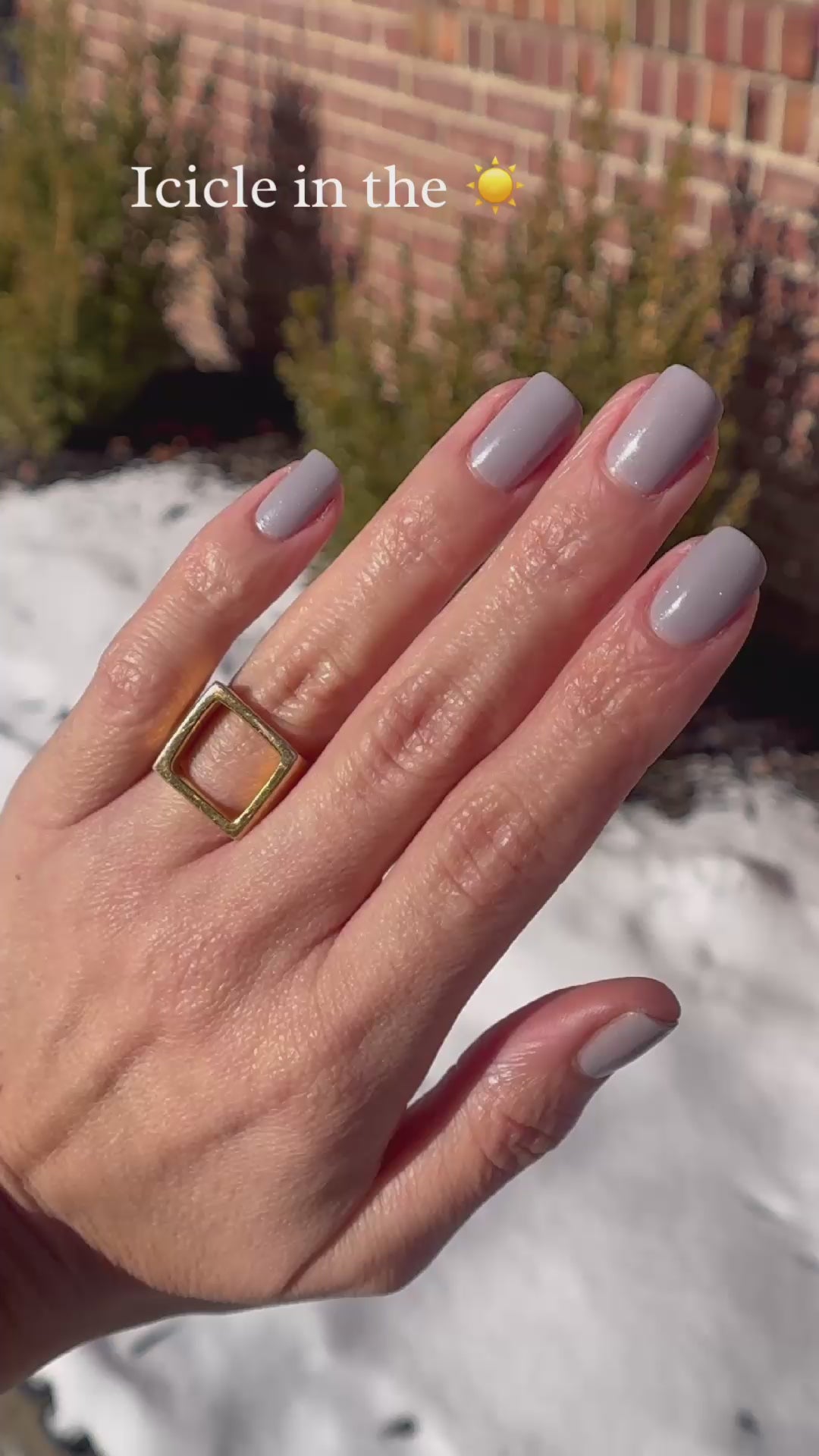 Gray scattered holographic polish outside and inside