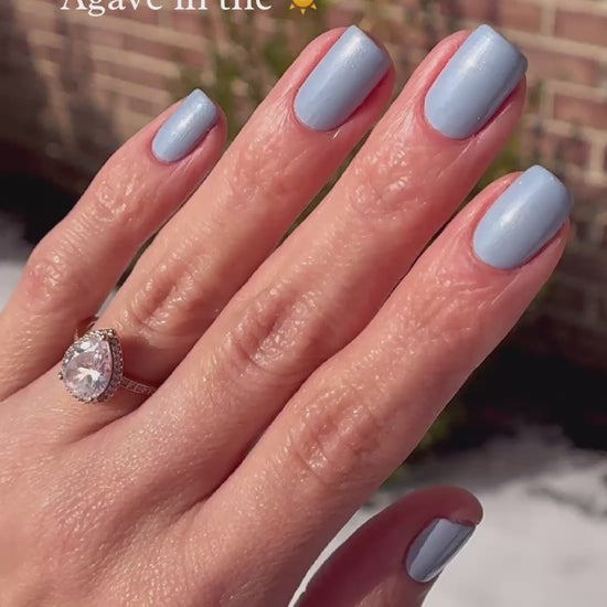 Pastel blue pearl nail polish outside inside video 