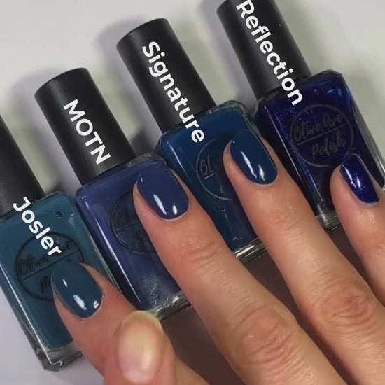 Dark blue cream nail polish comparison