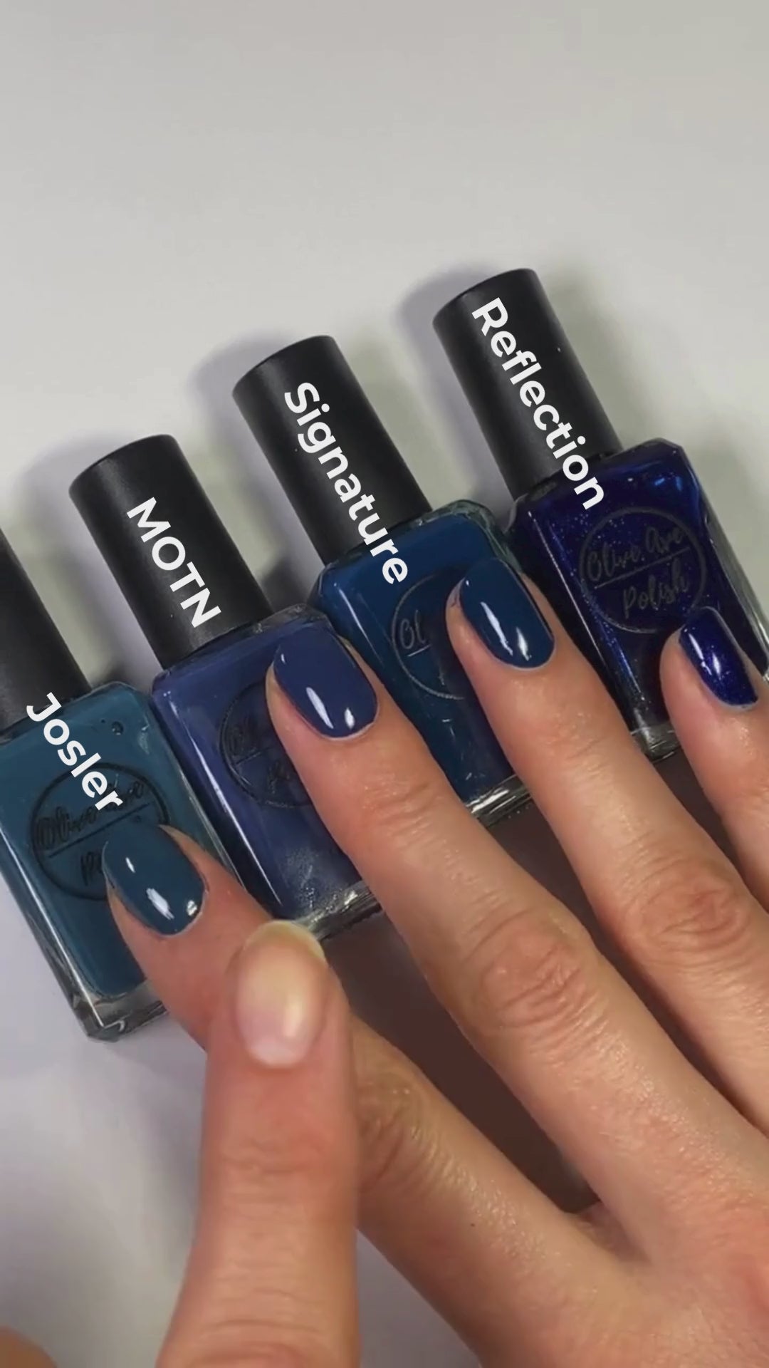 Dark blue cream nail polish comparison