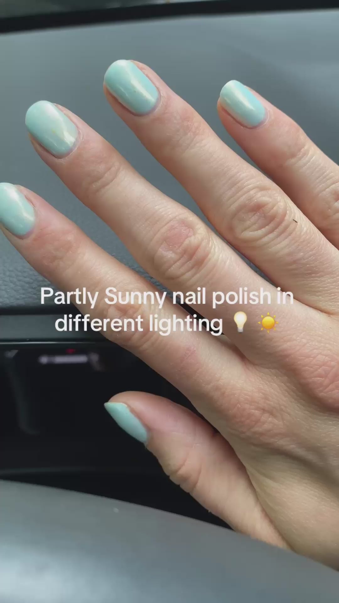 Pastel blue with gold shimmer polish inside and outdoors