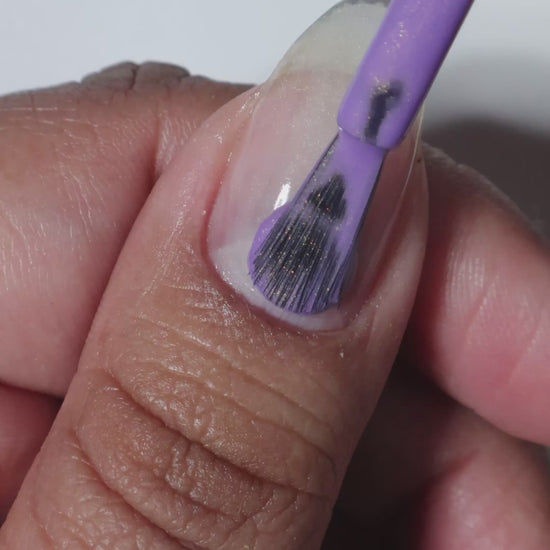 Warm purple with golden glow nail polish application video