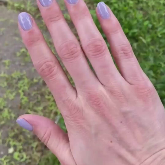 Dusty violet gray cream polish outside and indoors