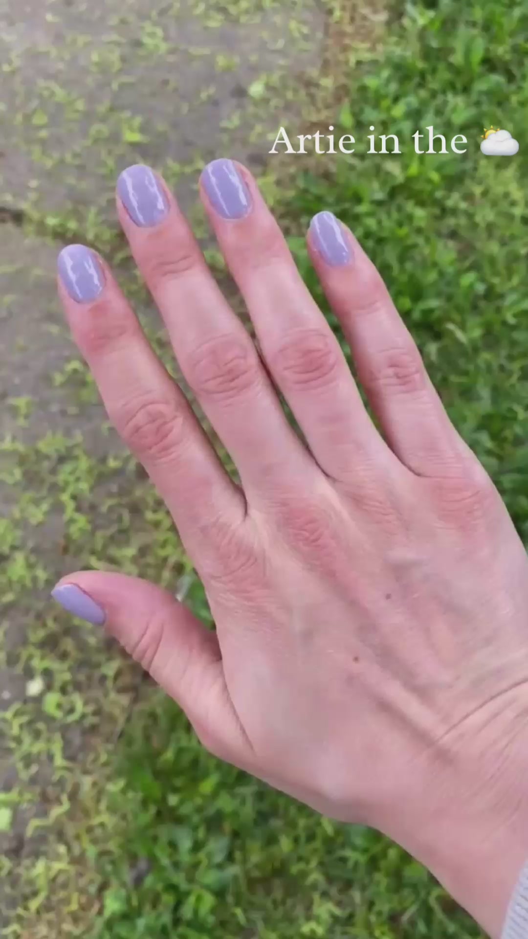 Dusty violet gray cream polish outside and indoors