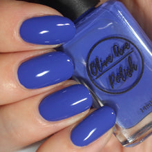 Load image into Gallery viewer, blue purple nail polish swatch on pale skin tone