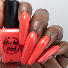 Load image into Gallery viewer, summer red nail polish swatch on deep skin tone