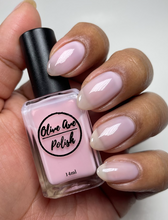 Load image into Gallery viewer, sheer pink nail polish swatch on medium skin tone