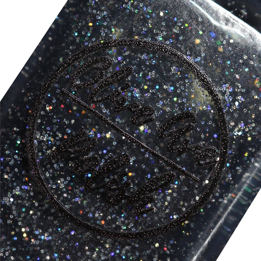 Black holographic nail polish