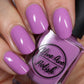 light purple nail polish swatch on pale skin tone