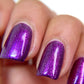 purple metallic nail polish swatch on pale skin tone