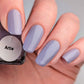 purple grey nail polish swatch on pale skin tone
